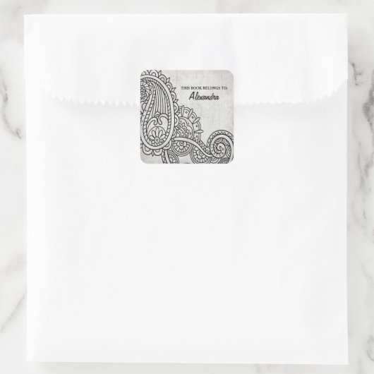 Gray Mehndi Motif Bookplate Stickers (Tas)