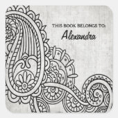 Gray Mehndi Motif Bookplate Stickers (Voorkant)