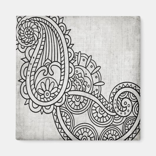Gray Mehndi Motif Magnet (Voorkant)