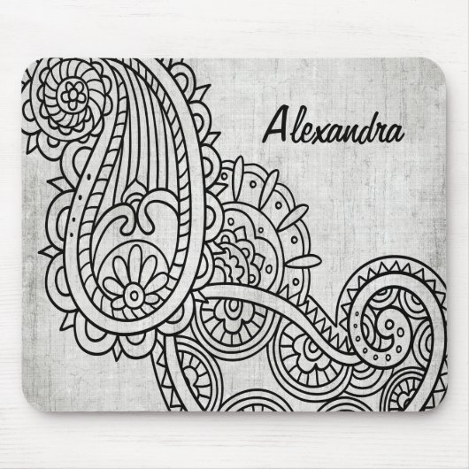Gray Mehndi Motif Mousepad Muismat (Voorkant)