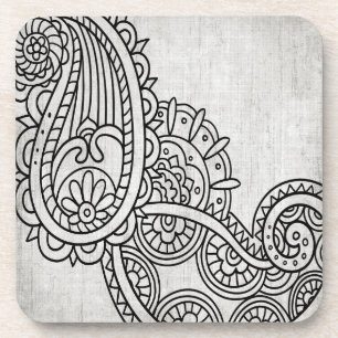 Gray Mehndi Motif Plastic Onderzetter set
