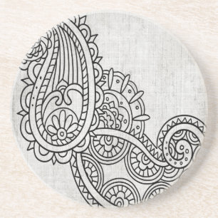 Gray Mehndi Motif Sandstone Onderzetter