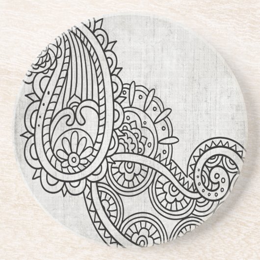 Gray Mehndi Motif Sandstone Onderzetter (Voorkant)