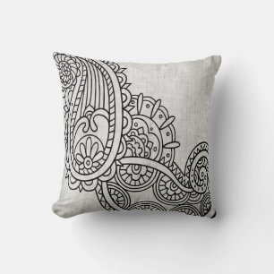 Gray Mehndi Motif Sierkussen