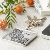 Gray Mehndi Motif Sleutelhanger (Zijkant)