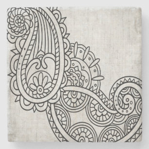 Gray Mehndi Motif Stone Onderzetter