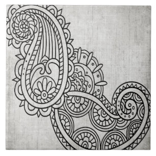 Gray Mehndi Motif Tegel Tegeltje