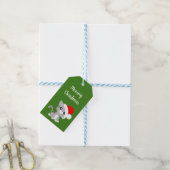 Gray Meowy Kat met kerstcadeaus Labels Cadeaulabel (Met Touw)