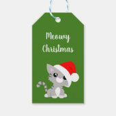 Gray Meowy Kat met kerstcadeaus Labels Cadeaulabel (Voorkant)