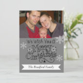 Gray Merry kerstfoto Kaart feestdag (Staand voorkant)