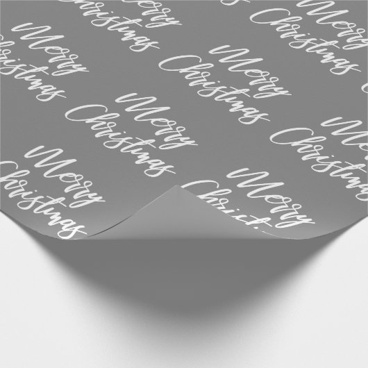 Gray Merry-kerstkalligrafie Cadeaupapier (Hoek)