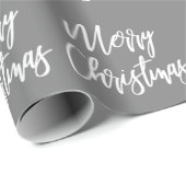 Gray Merry-kerstkalligrafie Cadeaupapier (Rol Hoek)