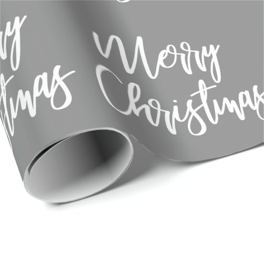 Gray Merry-kerstkalligrafie Cadeaupapier (Rol Hoek)