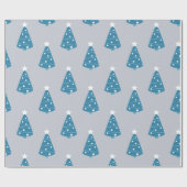 GRAY MET BLAUW- EN WITTE CHRISTMAS-BOMEN CADEAUPAPIER (Vlak)