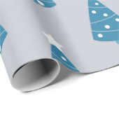 GRAY MET BLAUW- EN WITTE CHRISTMAS-BOMEN CADEAUPAPIER (Rol Hoek)