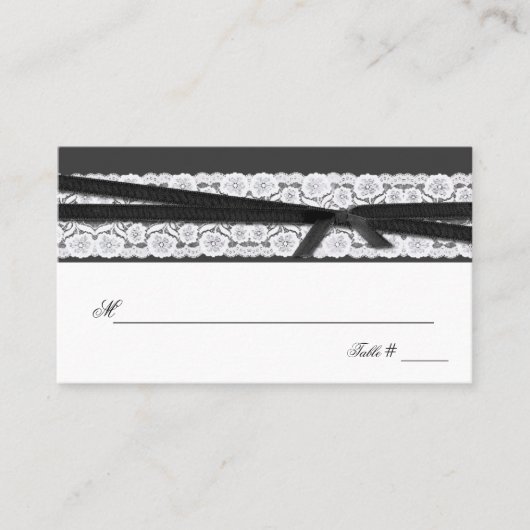 Gray met White Lace Wedding Place Card Plaatskaartje (Voorkant)