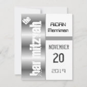 Gray Metallic Bar Mitzvah Kaart (Voorkant)