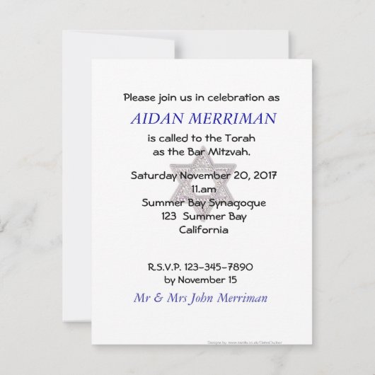 Gray Metallic Bar Mitzvah Kaart (Achterkant)