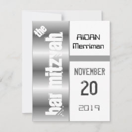 Gray Metallic Bar Mitzvah Kaart