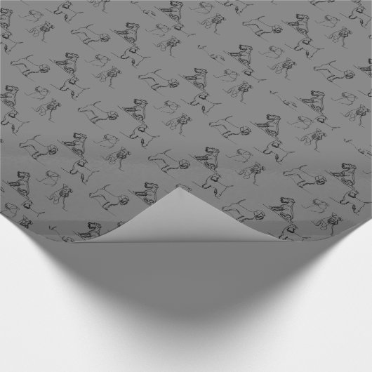 Gray Miniature Schnauzer Line Art 1-5 Cadeaupapier (Hoek)