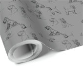 Gray Miniature Schnauzer Line Art 1-5 Cadeaupapier (Rol Hoek)