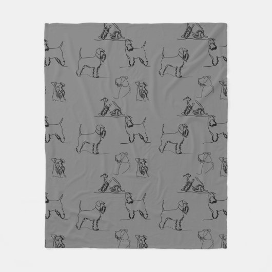 Gray Miniature Schnauzer Line Art 1-5 Fleece Deken (Voorkant)