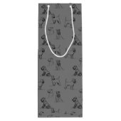 Gray Miniature Schnauzer Line Art 1-5 Wijn Cadeautas (Achterkant)