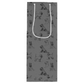 Gray Miniature Schnauzer Line Art 1-5 Wijn Cadeautas (Voorkant)