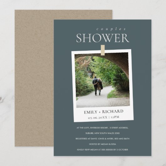 GRAY MINIMAAL AANGEPASTE FOTO-KOPPELS WINKELEN INV BEDANKKAART (Voorkant / Achterkant)