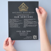 Gray Minimal Home Building Construction QR Code Flyer (Hand)