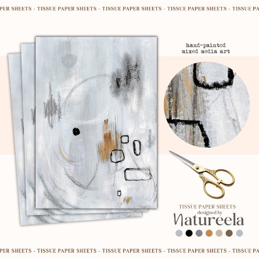 Gray Minimalist Abstract Decoupage Tissue Paper Tissuepapier