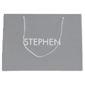 Gray minimalist custom name  groot cadeauzakje (Voorkant)