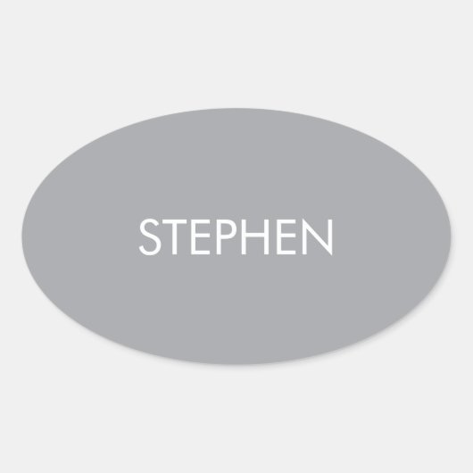 Gray minimalist custom name  ovale sticker (Voorkant)