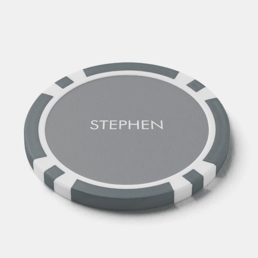 Gray minimalist custom name  poker chips (Enkel)