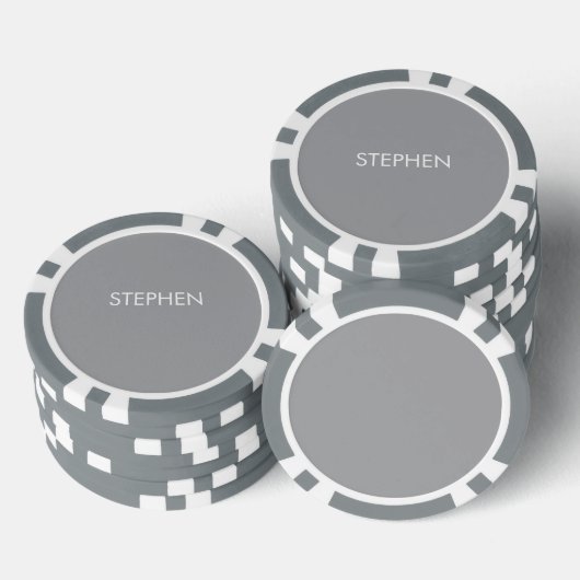 Gray minimalist custom name  poker chips (Opstapeling)