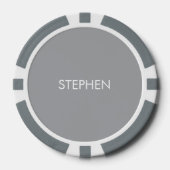 Gray minimalist custom name  poker chips (Voorkant)
