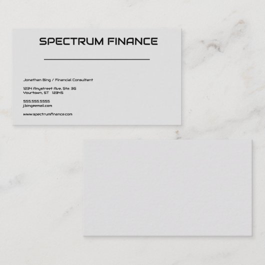 Gray Minimalist Finance Professional Adaptable Visitekaartje (Voorkant / Achterkant)