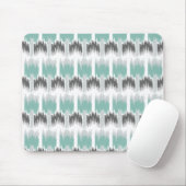 Gray Mint Aqua Modern Abstract Floral Ikat Pattern Muismat (Met muis)