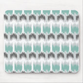 Gray Mint Aqua Modern Abstract Floral Ikat Pattern Muismat (Voorkant)