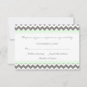 Gray Mint Chevron RSVP-bruiloft RSVP Kaartje (Voorkant)