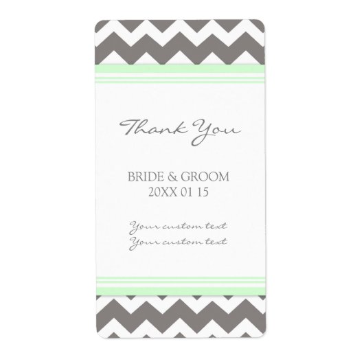 Gray Mint Chevron Wedding Labels (Voorkant)