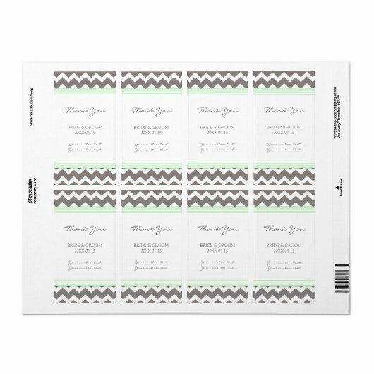 Gray Mint Chevron Wedding Labels (Full Sheet)