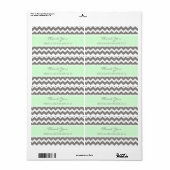 Gray Mint Chevron Wedding Labels (Full Sheet)