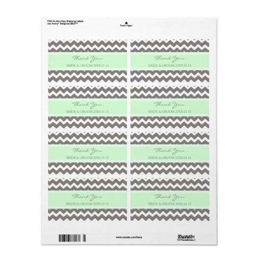 Gray Mint Chevron Wedding Labels (Full Sheet)