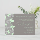 Gray Mint Floral Foto Weddenschap Kaarten (Staand voorkant)