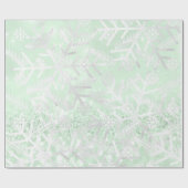 Gray Mint Glitter Kerstfeestdag Snowflake Joy Cadeaupapier (Vlak)