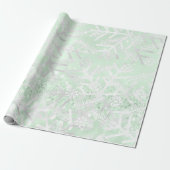 Gray Mint Glitter Kerstfeestdag Snowflake Joy Cadeaupapier (Uitgerold)