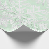 Gray Mint Glitter Kerstfeestdag Snowflake Joy Cadeaupapier (Hoek)