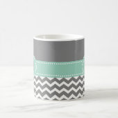 Gray Mint Green Chevron Persoonlijk Koffiemok (Center)