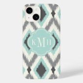 Gray & Mint Tribal Ikat Chevron Monogram Case-Mate iPhone Case (Achterkant)